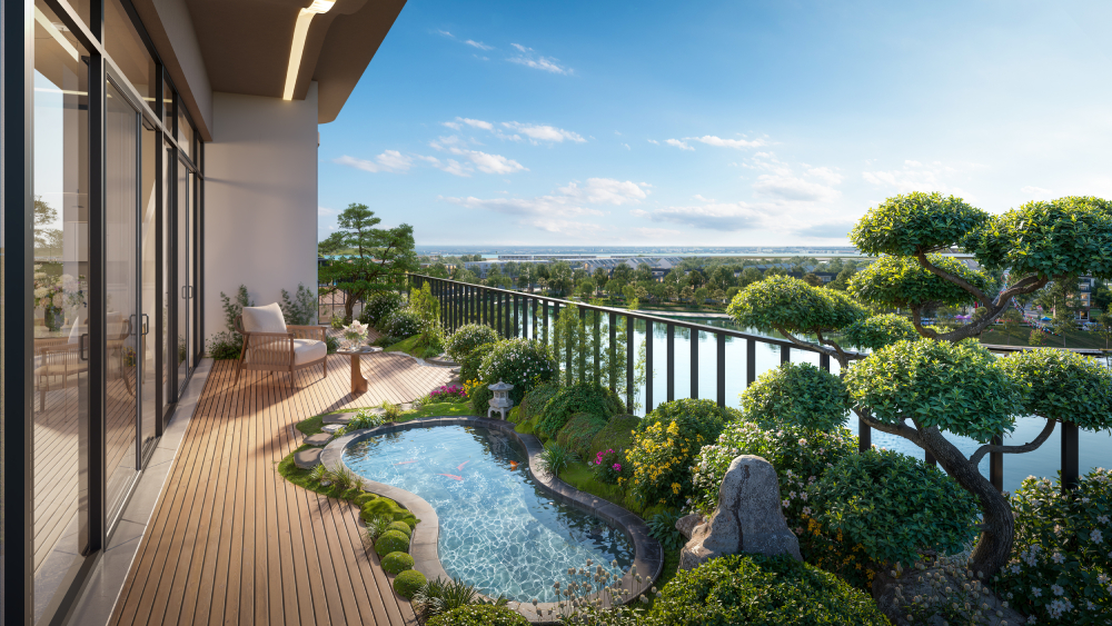 Ban công kính tràn tại Swanlake Residences – eco central park vinh city